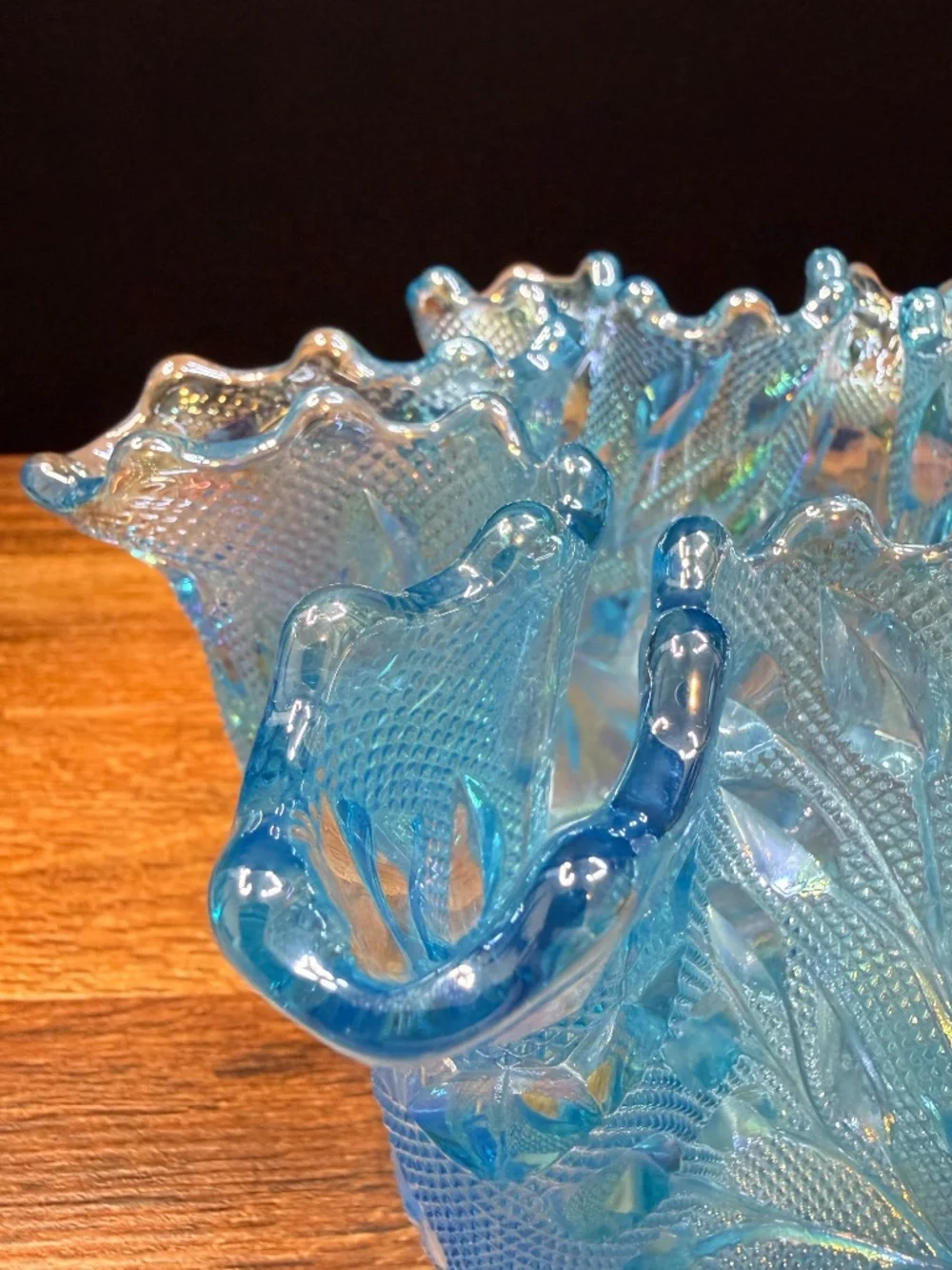 1980s WESTMORELAND Blue Iridescent Vase